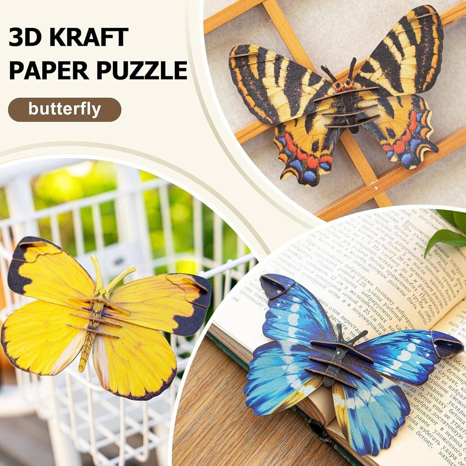 3D Butterfly Puzzle Kids Paper Craft STEM Toy Ages 7+