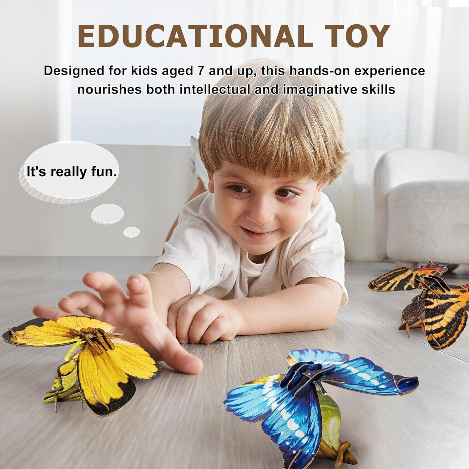 3D Butterfly Puzzle Kids Paper Craft STEM Toy Ages 7+