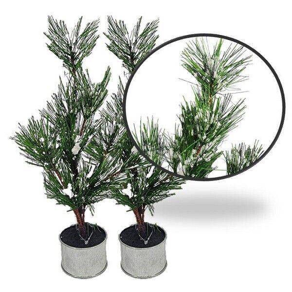 Artificial Potted Pine Tree Flocked 12 Inch (2pk)