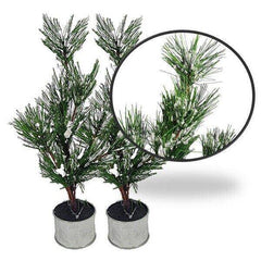 Artificial Potted Pine Tree Flocked 12 Inch (2pk)