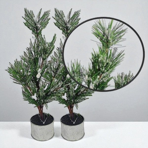 Artificial Potted Pine Tree Flocked 12 Inch (2pk)