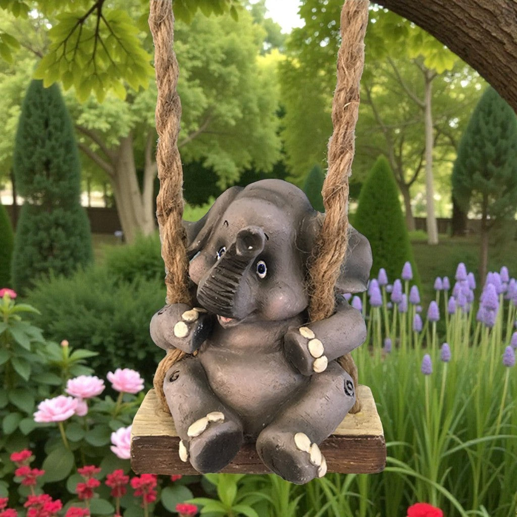 Baby Elephant Garden Figurine Hanging Decor
