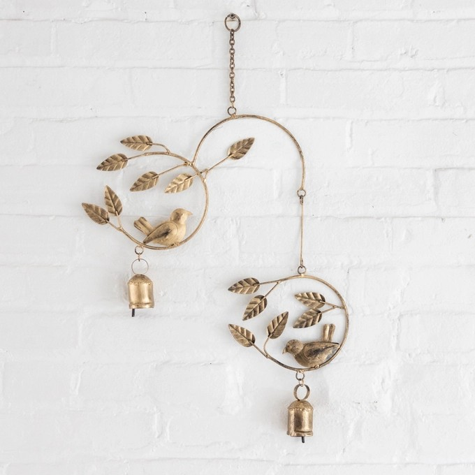 Bird Iron Wind Chime | Antique Gold Finish