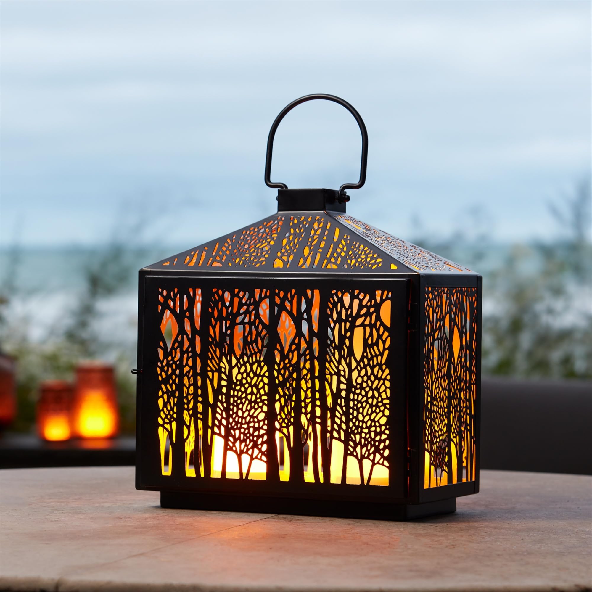 Black Iron Forest Lantern 12"