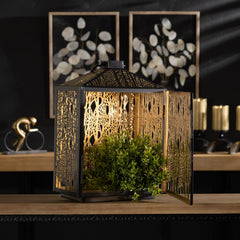 Black Iron Forest Lantern 16"