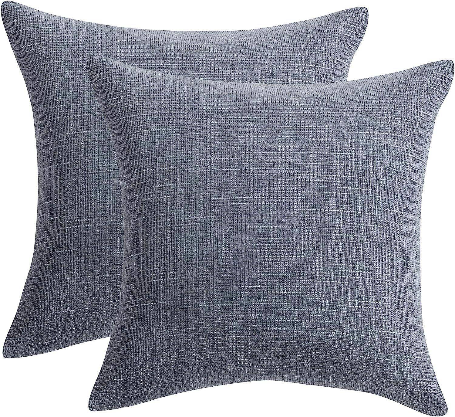 Blue Gray Chenille Urban 18 inch Pillow Covers (2pk or 4pk)
