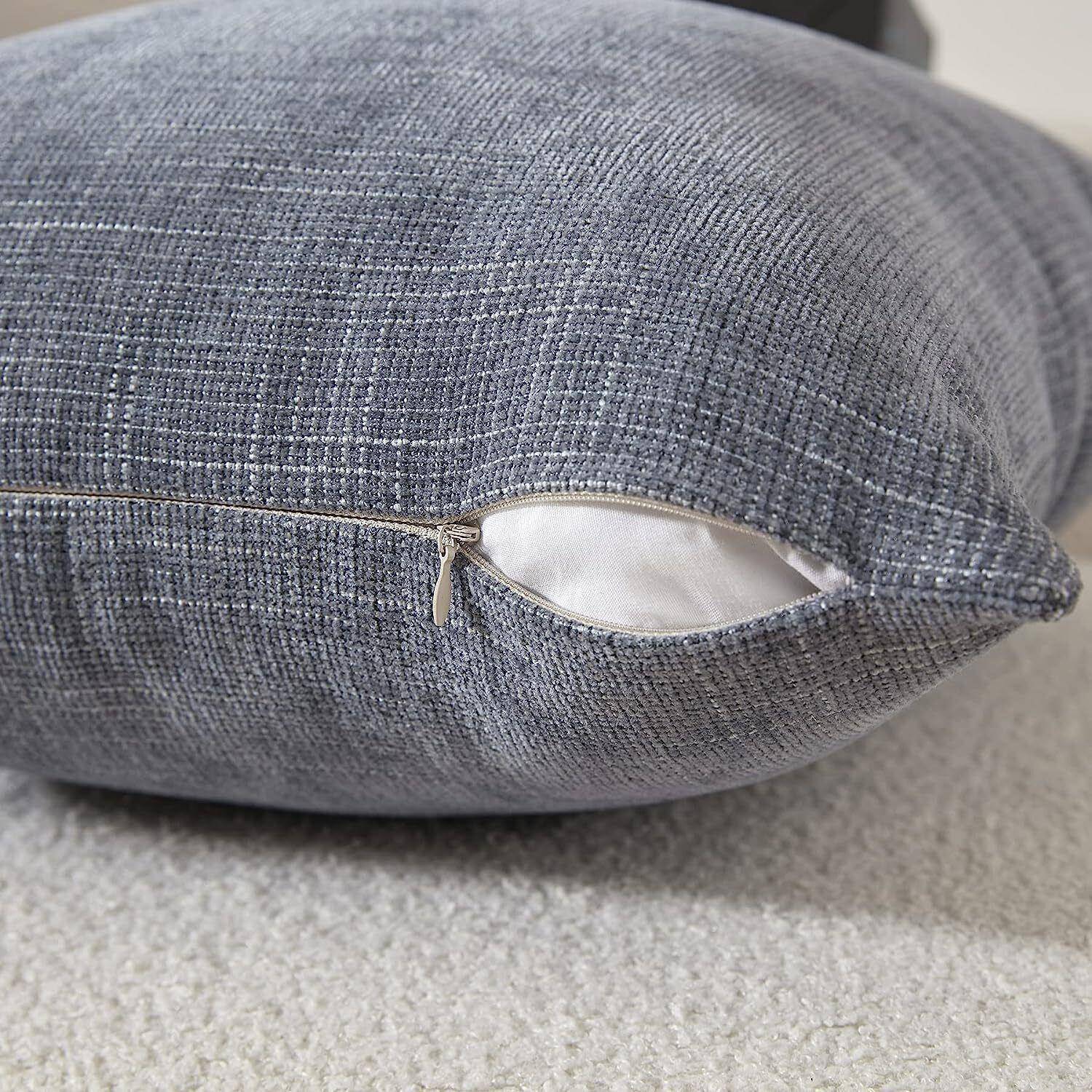 Blue Gray Chenille Urban 18 inch Pillow Covers (2pk or 4pk)