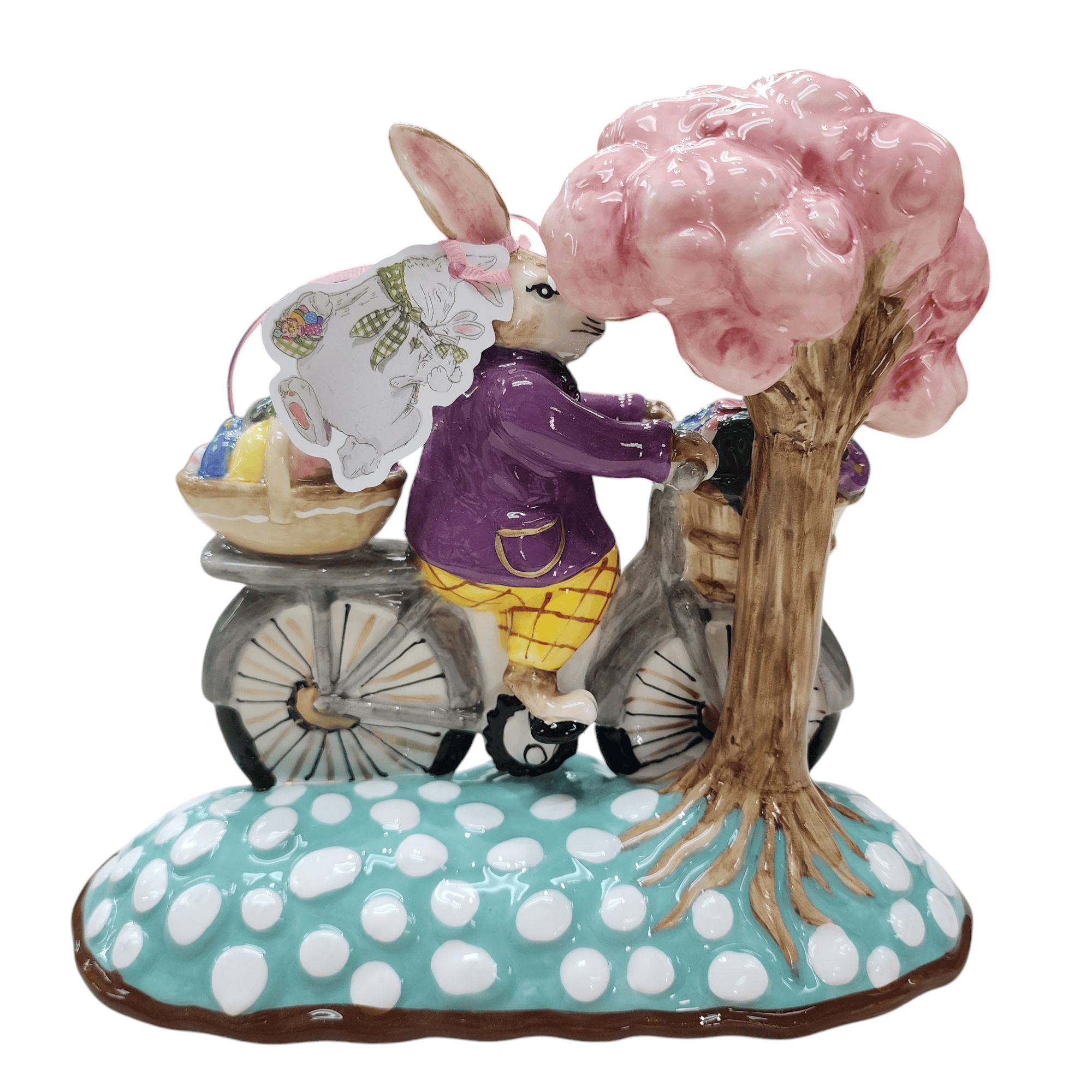 Blue Sky Clayworks Bunny on Bicycle Figurine