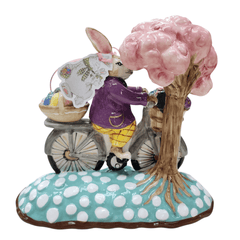 Blue Sky Clayworks Bunny on Bicycle Figurine