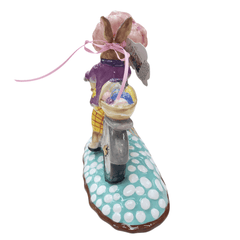 Blue Sky Clayworks Bunny on Bicycle Figurine