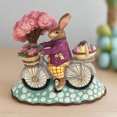 Blue Sky Clayworks Bunny on Bicycle Figurine