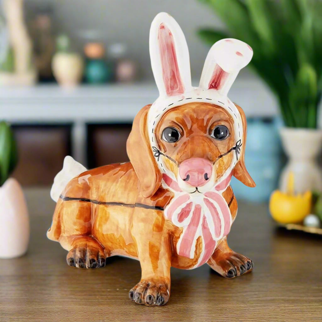Blue Sky Clayworks Ceramic Bunny Dachshund Figurine