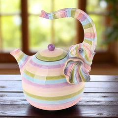 Blue Sky Clayworks Colorful Elephant Teapot
