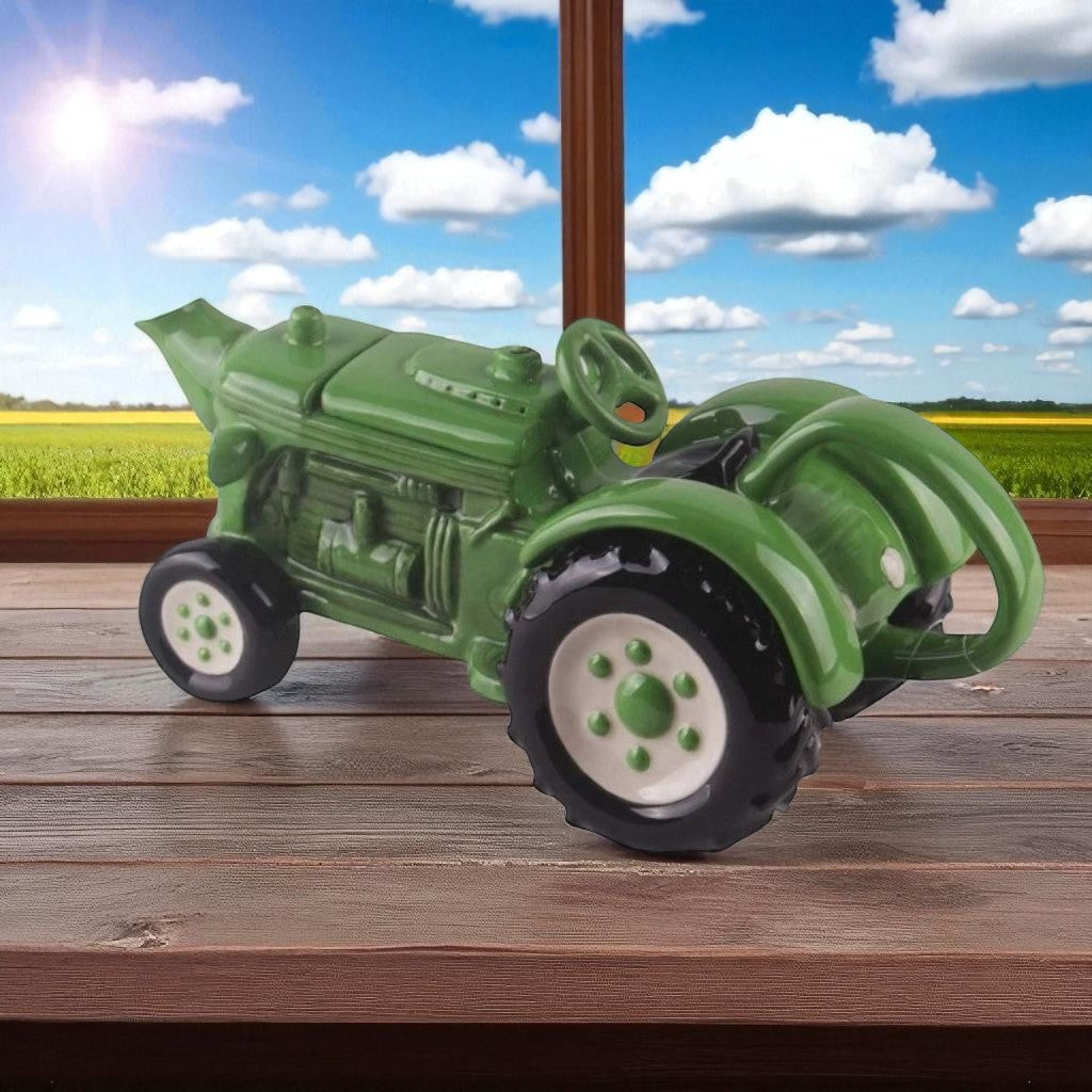 Blue Sky Clayworks Green Tractor Teapot