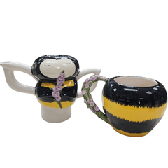 Blue Sky Clayworks Queen Bee Teapot Service for One