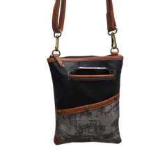 Brisk Crossbody Bag with Phone Pocket | Carbon Gray Upcycled Leather Crossbody Purse for Women | Vaan & Co.