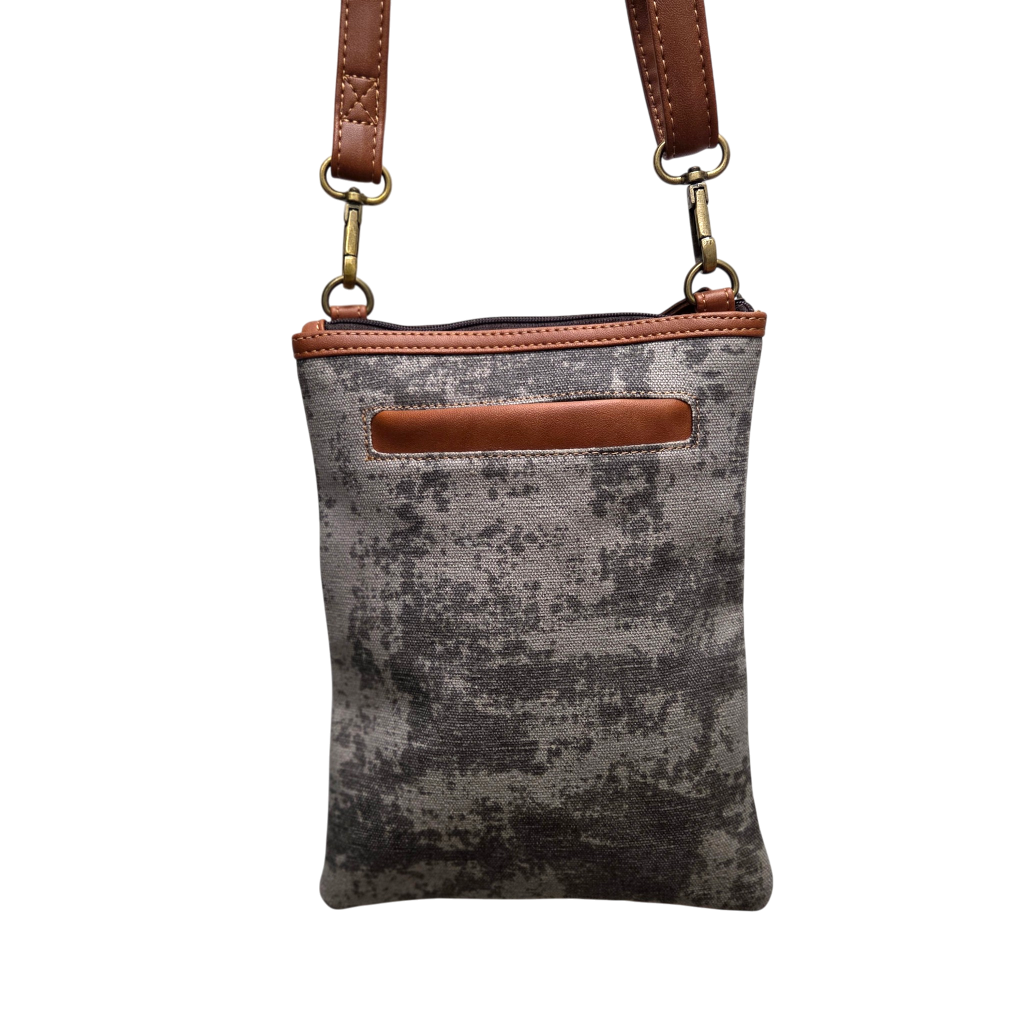 Brisk Crossbody Bag with Phone Pocket | Carbon Gray Upcycled Leather Crossbody Purse for Women | Vaan & Co.