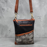 Brisk Crossbody Bag with Phone Pocket | Carbon Gray Upcycled Leather Crossbody Purse for Women | Vaan & Co.