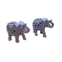 Carved Stone Double Elephant | Gorara Stone