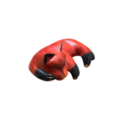 Carved Wood Shelf Sitter | Napping Cat