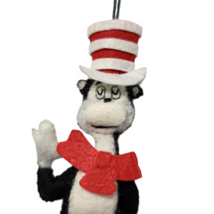 Cat in the Hat Ornament | Handcrafted Felt Hanging Decor