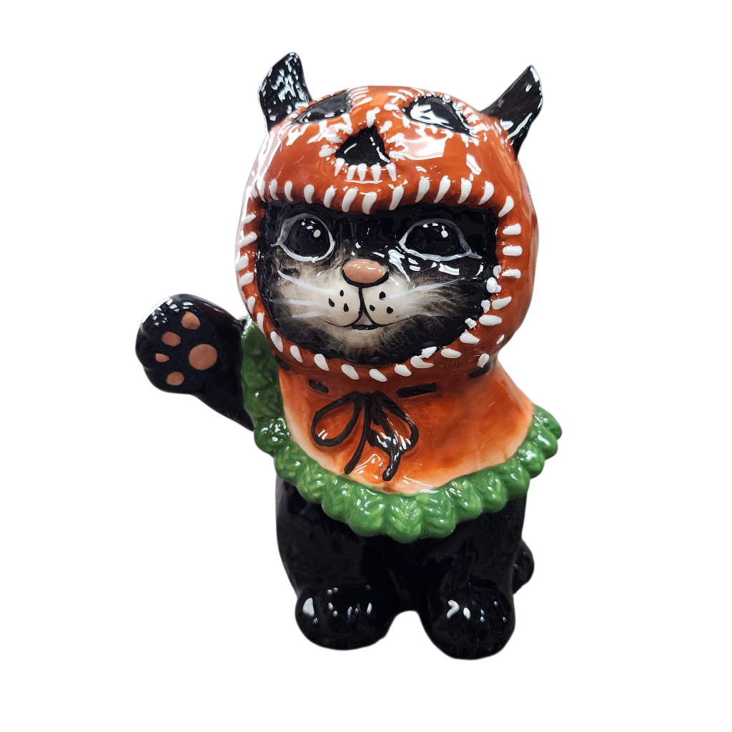 Cat with Pumpkin Head Hat