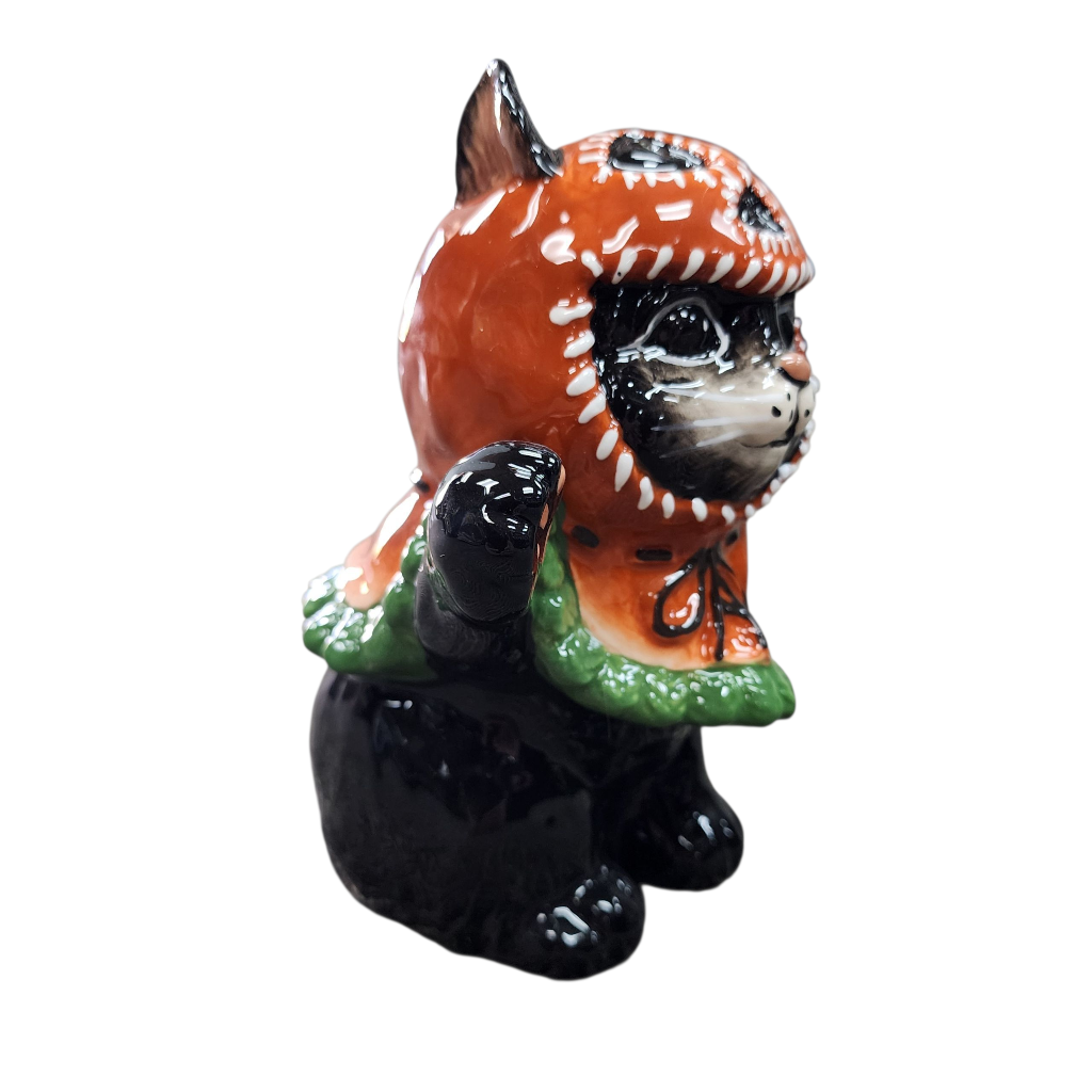 Cat with Pumpkin Head Hat