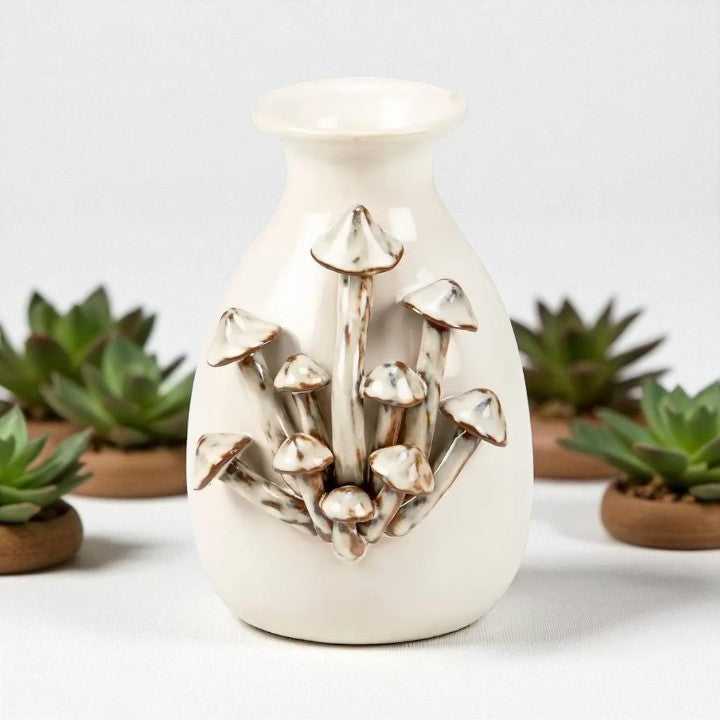 Ceramic Applied Mushroom Vase