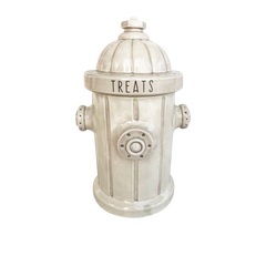 Ceramic Fire Hydrant Treat Jar | Antiqued White