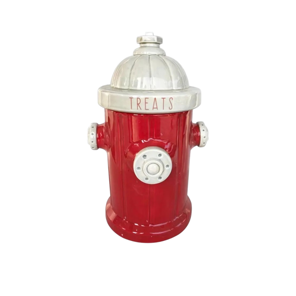 Ceramic Fire Hydrant Treat Jar | Classic Red or Antiqued White