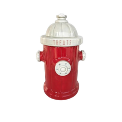 Ceramic Fire Hydrant Treat Jar | Classic Red or Antiqued White