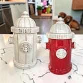 Ceramic Fire Hydrant Treat Jar | Classic Red or Antiqued White