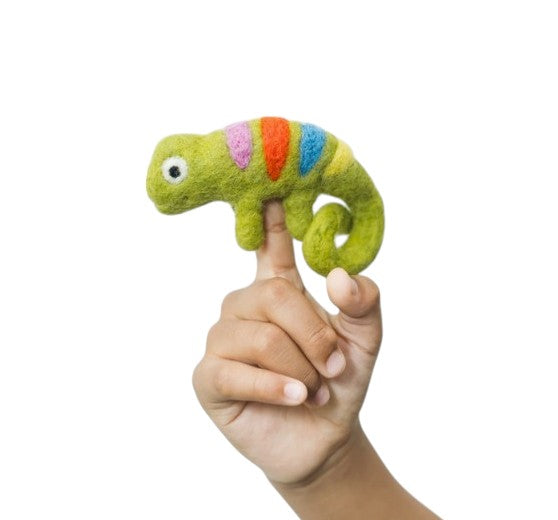 Chameleon Finger Puppet | Handcrafted Felt Figure