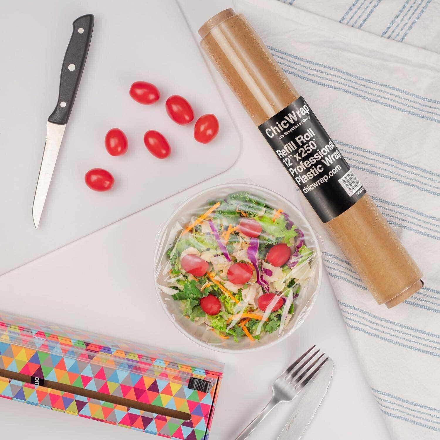 ChicWrap Plastic Wrap Refill Roll - 12 Inch X 250 Feet - Professional Grade