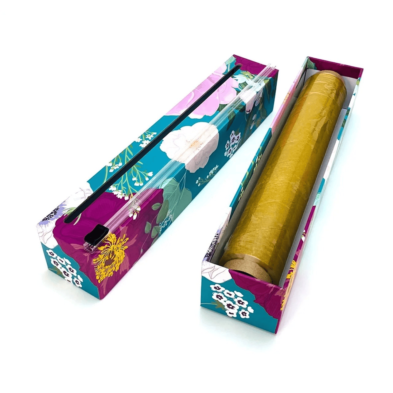 ChicWrap Refillable Plastic Wrap Dispenser for Kitchen with One Roll Included