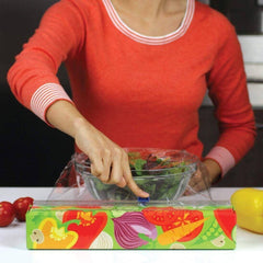 ChicWrap Refillable Plastic Wrap Dispenser for Kitchen with One Roll Included