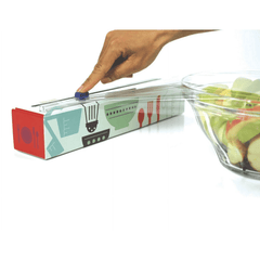ChicWrap Refillable Plastic Wrap Dispenser for Kitchen with One Roll Included