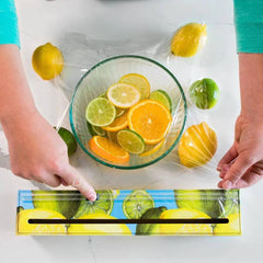 ChicWrap Refillable Plastic Wrap Dispenser for Kitchen with One Roll Included