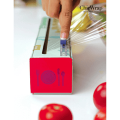 ChicWrap Refillable Plastic Wrap Dispenser for Kitchen with One Roll Included