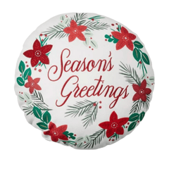 Christmas Embroidered Poinsettia Accent Pillow