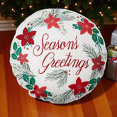 Christmas Embroidered Poinsettia Accent Pillow