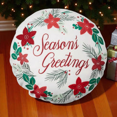 Christmas Embroidered Poinsettia Accent Pillow