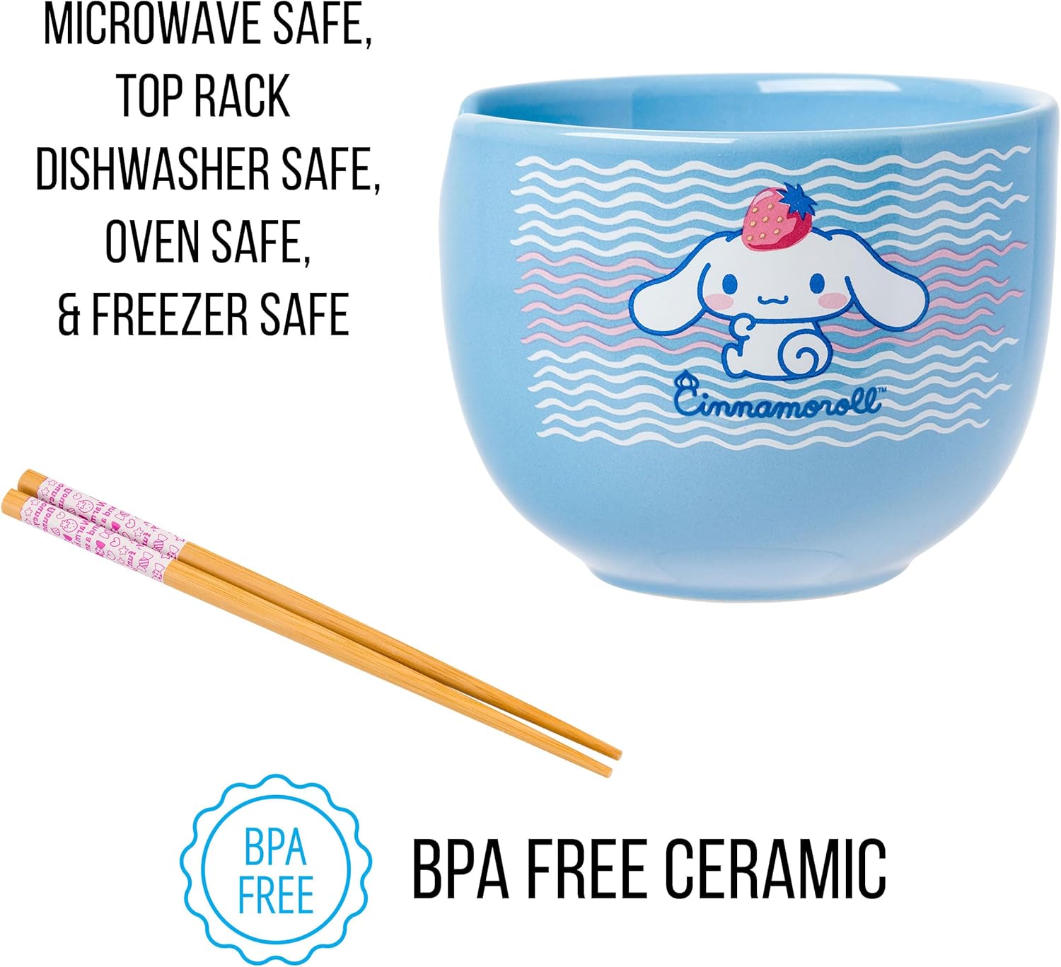 Cinnamoroll Strawberry Ramen Bowl with Chopsticks 20 oz | Hello Kitty