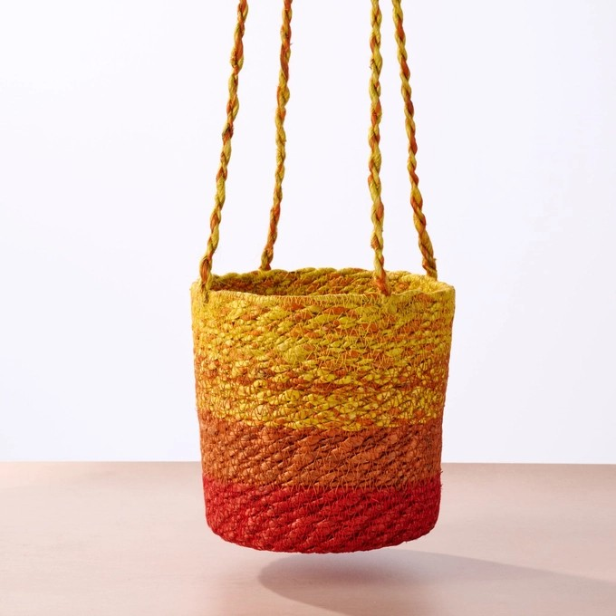 Colorful Jute Basket Plant Hanger