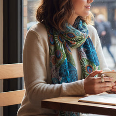 Colorful Peacock Chiffon Scarf