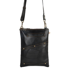 Crossbody Bag with Phone Pocket | Black Upcycled Leather Crossbody Purse | Vaan & Co
