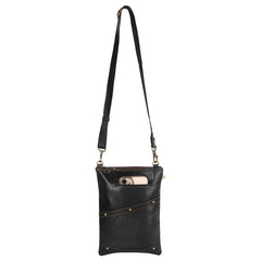 Crossbody Bag with Phone Pocket | Black Upcycled Leather Crossbody Purse | Vaan & Co