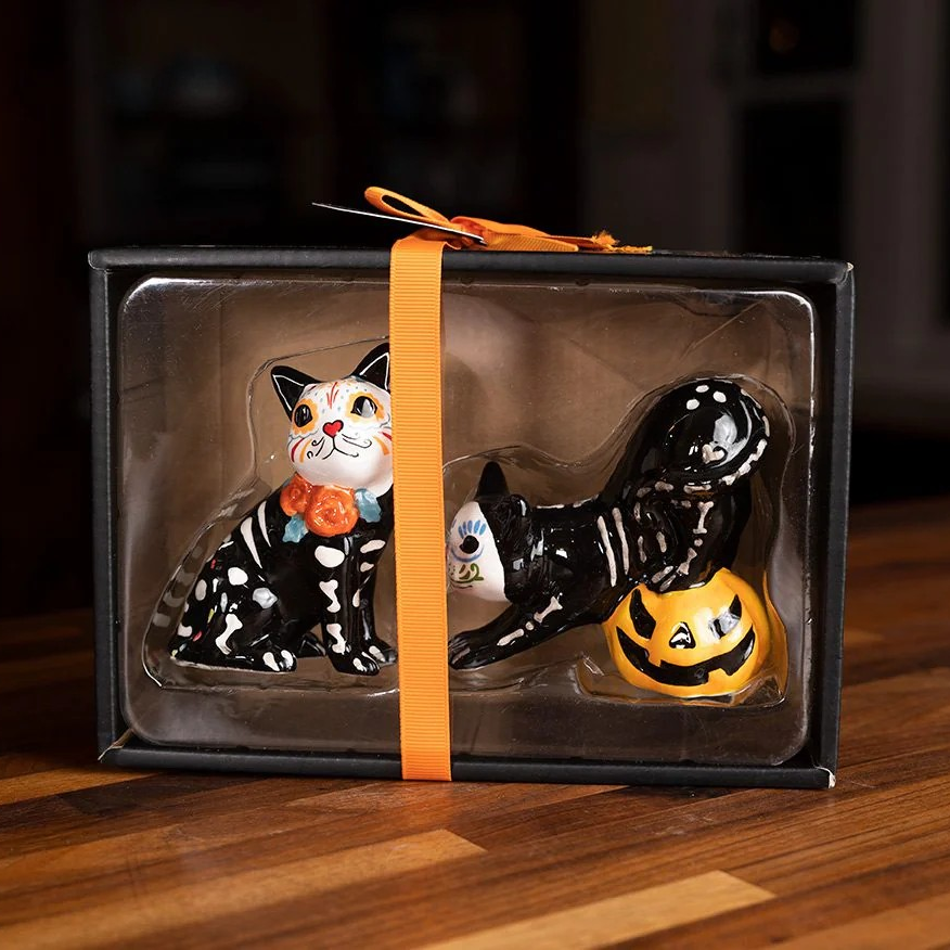 Day of the Dead Cat Salt & Pepper Shaker Set