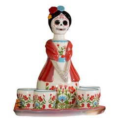 Day of the Dead Maria 5-Piece Decanter Set - Handcrafted Ceramic
