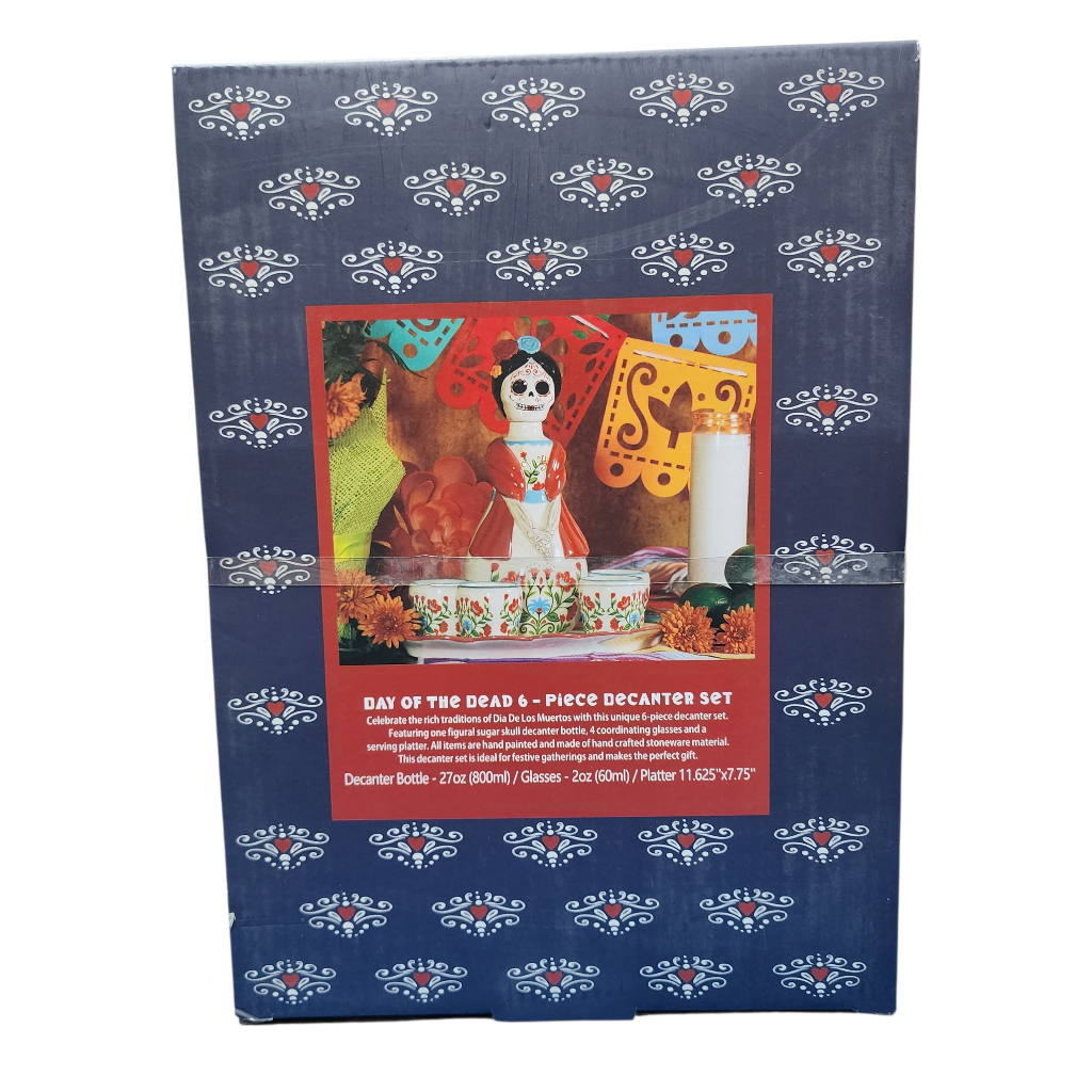 Day of the Dead Maria 5-Piece Decanter Set - Handcrafted Ceramic